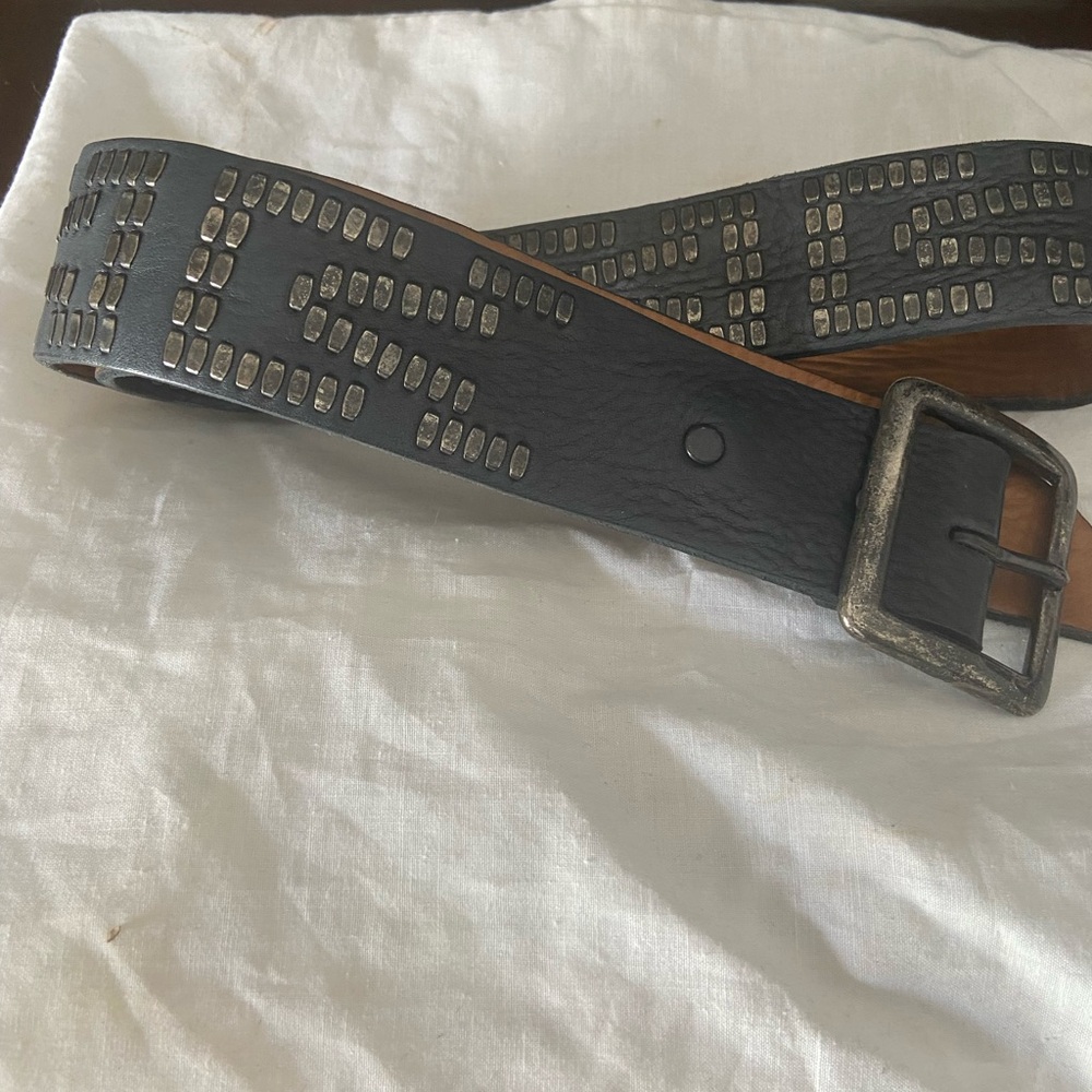 Studded Black Leather Belt